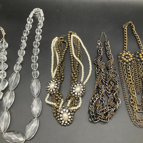 Chico's & Fashion Statement Jewelry Lot of 5 Necklaces Multi-Strand Faux Pearl