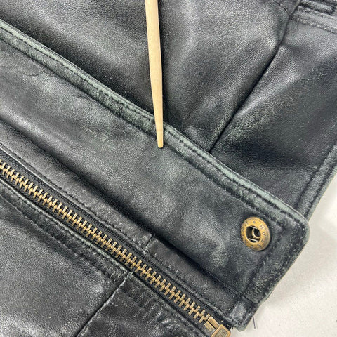 Vintage 90s Wilsons Leather Mens Bomber Jacket Black Map Lining Pelle Studio XL