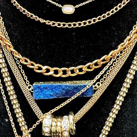 Gold Tone Costume Jewelry Lot Statement Necklaces Boho Modern Mixed Style