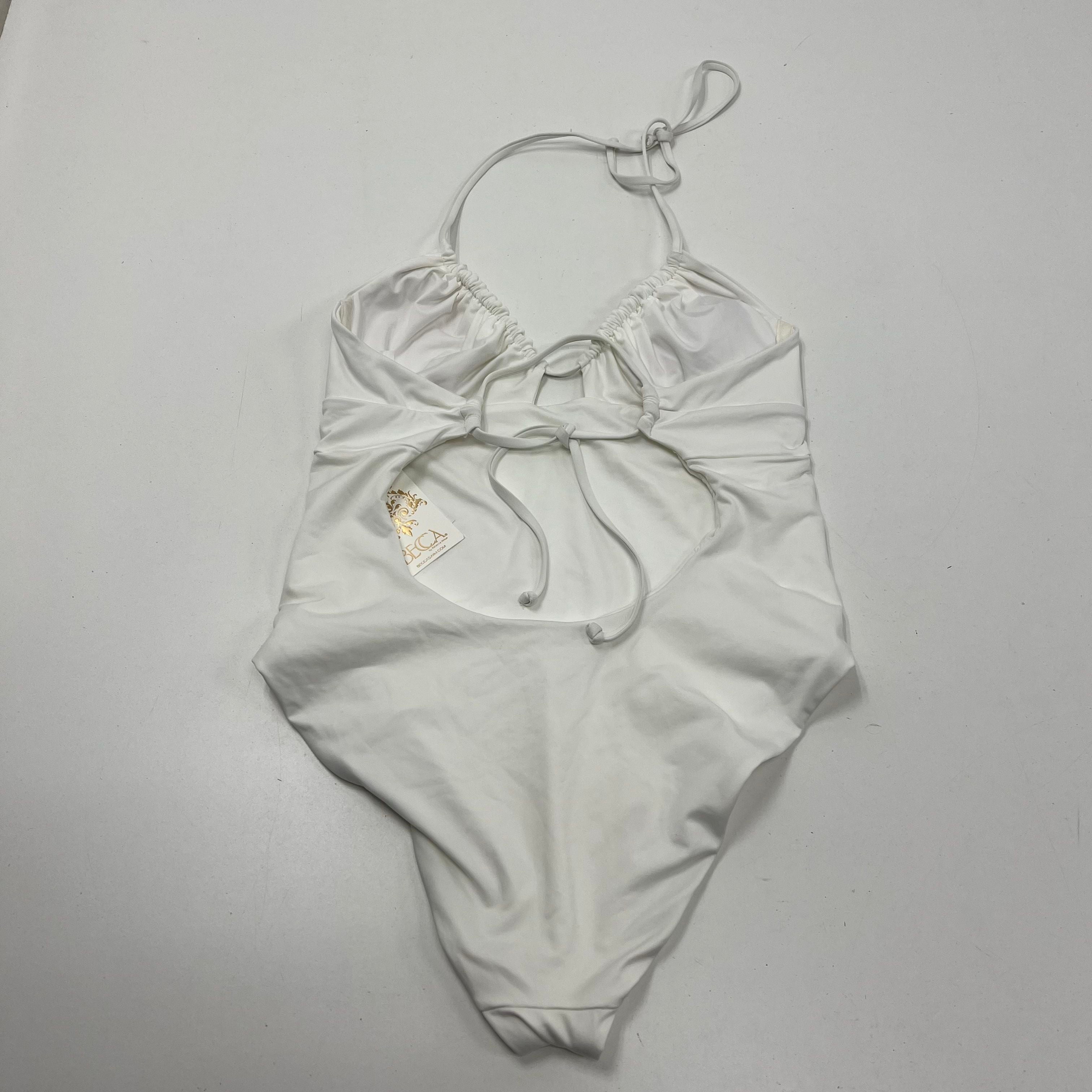 Becca by Rebecca Virtue Color Code Halter One Piece Swimsuit White Large NWT