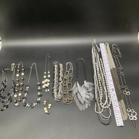 Mixed Costume Jewelry Lot of 10 Necklaces Statement Faux Pearl Beaded 1.3 lbs