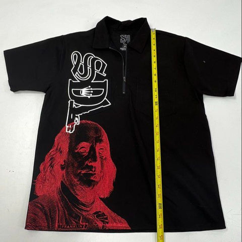 Skys Da Limit Men's Shirt Jeans Set Black Benjamin Franklin Graphic Sz S 32x30