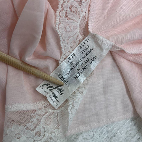 Vintage 70s Miss Elaine Lot 2 Pink Blue Antron Nylon Lace Nightgown Women's S