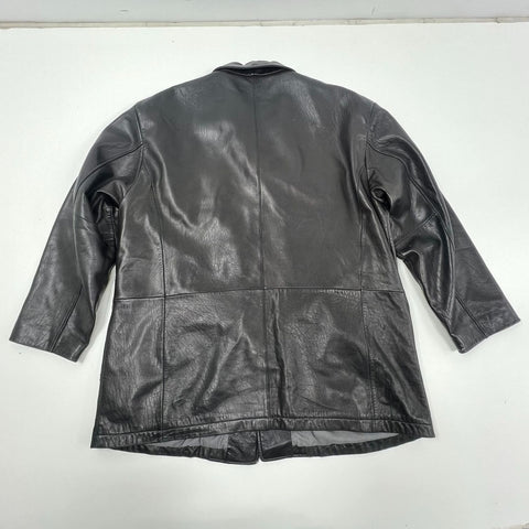 Roundtree & Yorke Vintage Black Lambskin Leather Car Coat Jacket Men's XL