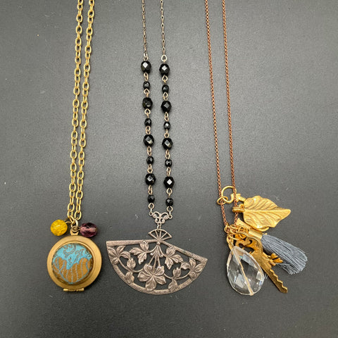 Lenora Dame Clara Beau David Aubrey Artisan Boho Necklace Jewelry Lot of 3