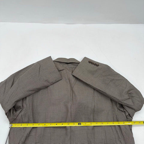 Oscar de la Renta Men's Brown Houndstooth 100% Mulberry Silk Blazer Sz 42R