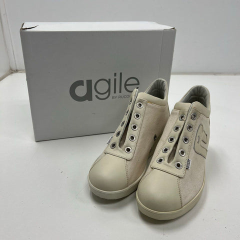 Rucoline Agile Jackie 226A GlitterNet Argento Cream High Top Sneaker Size 7