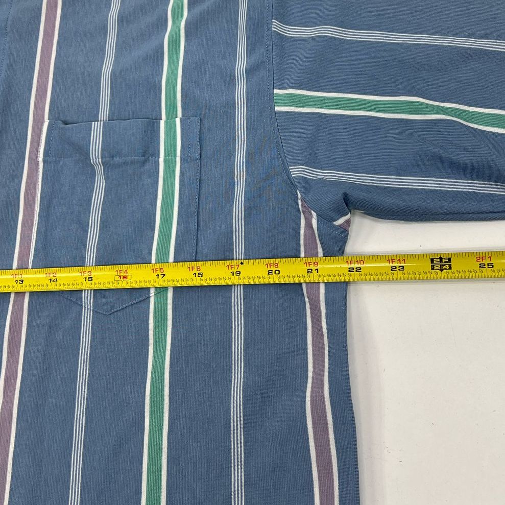 VTG Men's Carriage Trade Arrow Blue Striped Short Sleeve Polo Shirt Size Large