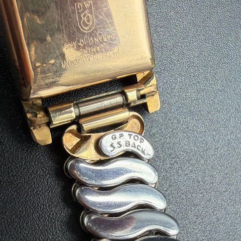 Vintage Alsinal Swiss Tank Watch Gold Tone GF Strap