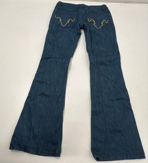Vintage Y2K Antik Denim Women's Blue Bootcut Flare Sample Jeans Sz 0 Embroidered