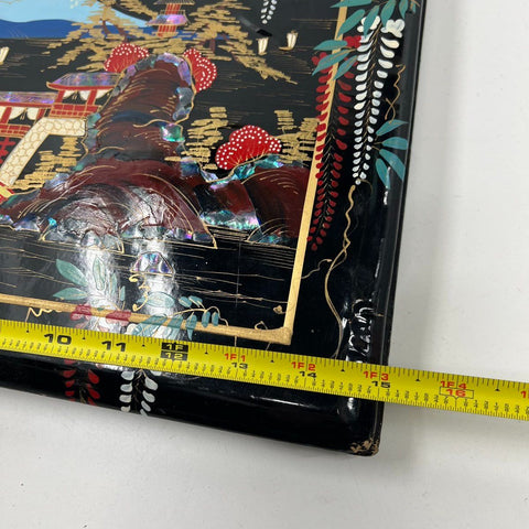 Vintage Japanese Lacquer Photo Album Scrapbook Mt Fuji Hand Painted Inlay