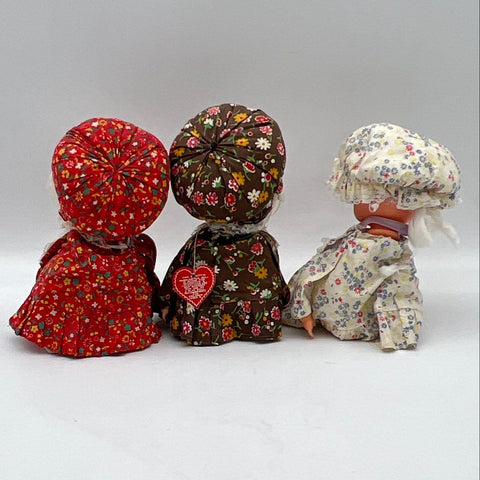Musical Doll Lot of 3 Vintage Handcrafted Floral Dress 8 Inch Tested Working