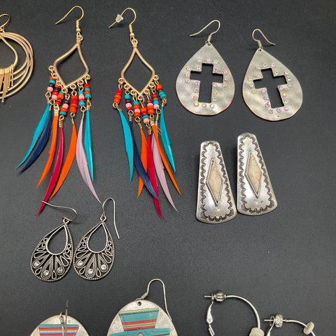 Vintage and Modern Earrings Jewelry Lot 18 Pairs Southwestern Boho Filigree