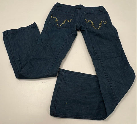 Vintage Y2K Antik Denim Women's Blue Bootcut Flare Sample Jeans Sz 0 Embroidered