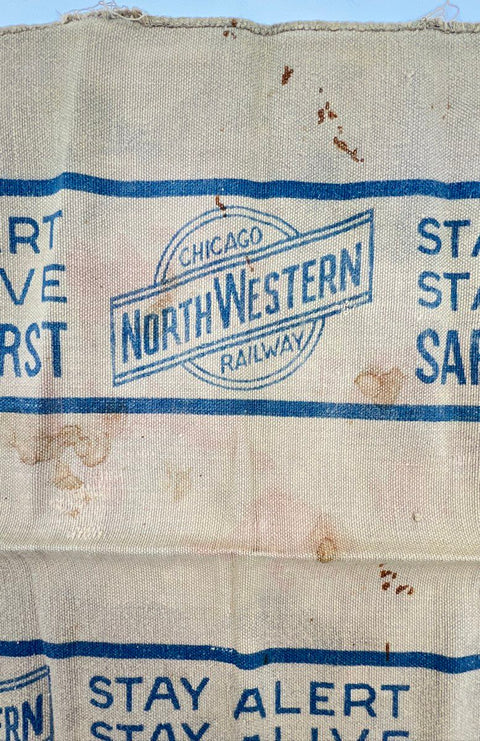 Vintage Chicago North Western Railway Safety Towel Railroad Collectible Cloth