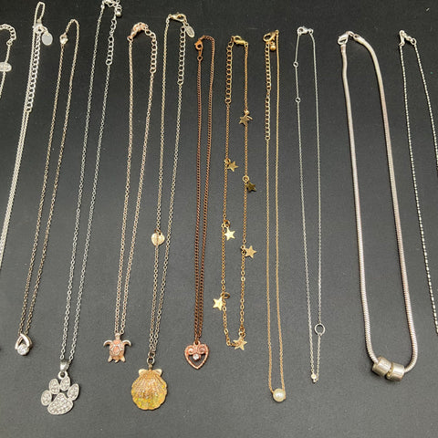 Fashion Costume Jewelry Necklace Lot of 16 Rhinestone Turtle Moon Star Shell