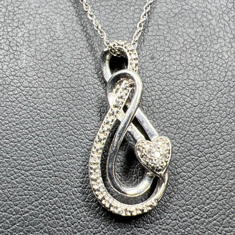 925 Sterling Silver Twist Heart Gemstone Pendant Necklace