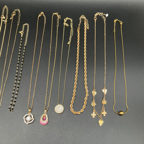 Mixed Fashion Costume Jewelry Lot 0.46 Lbs Necklaces Gold Tone Beaded Pendants