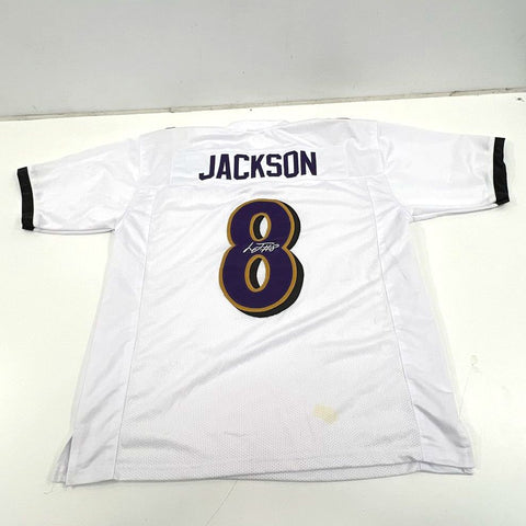 Baltimore Ravens Lamar Jackson #8 White Football Jersey Men's Size XL