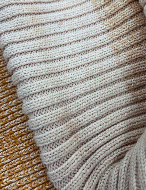 Free People So Low So High Beige Striped Ribbed Knit Bell Sleeve Sweater Womens