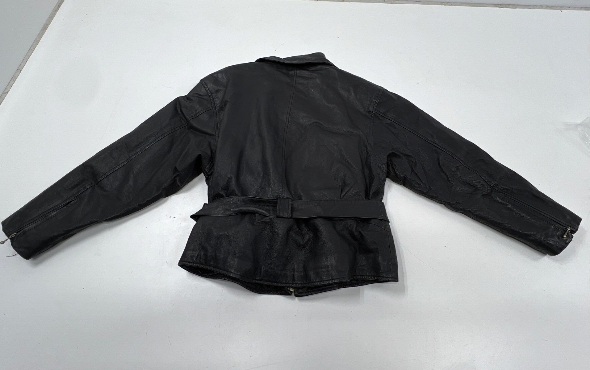 Vintage 90s New Age Collection Belted Leather Jacket Blanket Lined