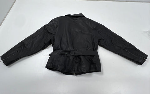 Vintage 90s New Age Collection Belted Leather Jacket Blanket Lined Sz L