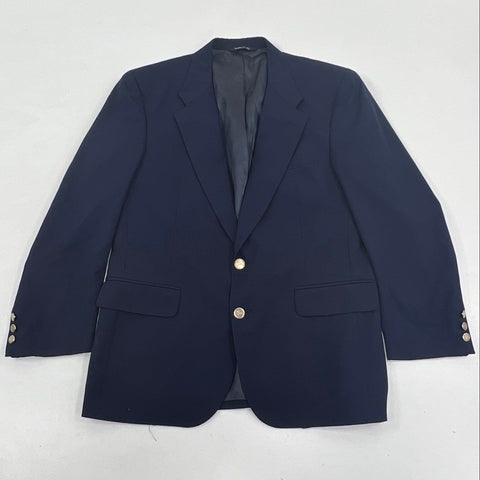Vintage 80s Burberrys Navy Wool Blazer Gold Button Sport Coat Jacket Sz 42R