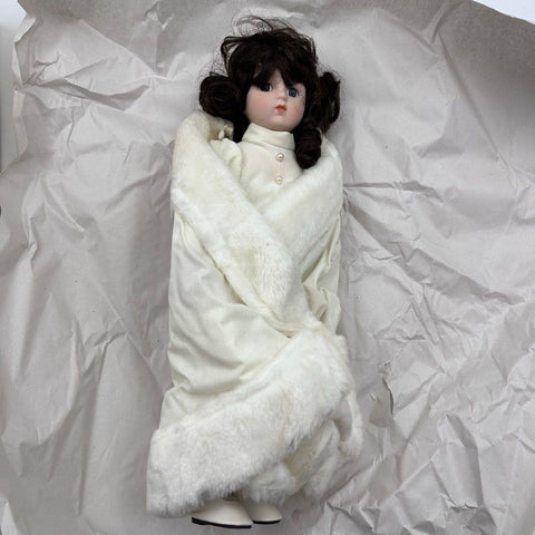 Vintage House of Lloyd 1988 Christmas Collector Doll White Faux Fur With Box
