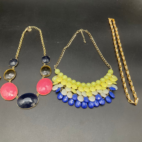 Fashion Costume Statement Jewelry Lot of 6 Colorful Bib Geometric Necklaces