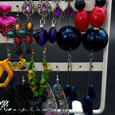 Whimsical & Boho Fashion Earring Lot of 26 Pairs Tassel Dangle Statement Studs