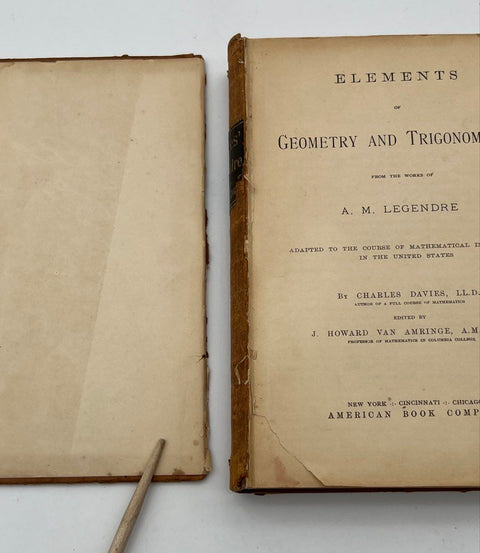 Elements of Geometry and Trigonometry Charles Davies Legendre Vintage Textbook