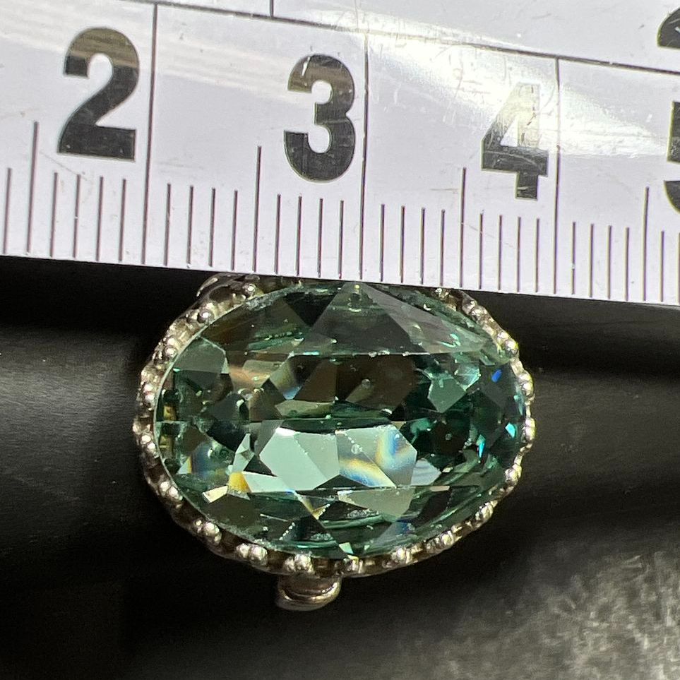 Sterling Silver Teal Blue Rhinestone Ring Size 8 6.6g