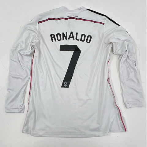 Adidas Real Madrid Men's Ronaldo #7 Long Sleeve Soccer Jersey White Sz M