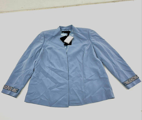 Marina Rinaldi Women's Nerine Jacket Blue Beaded Cuff Embellished NWT Size 18