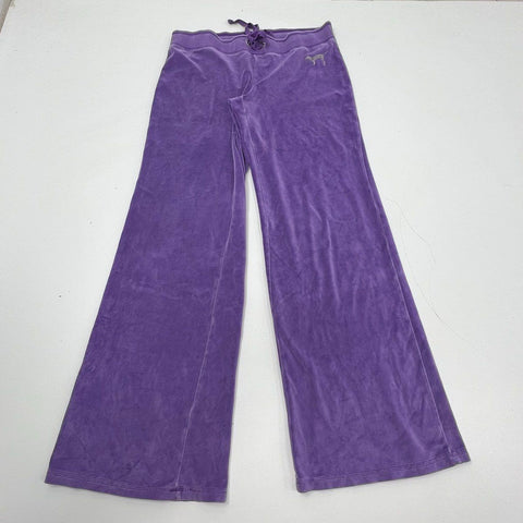 Vintage Y2K VS PINK Women's Purple Velour Wide Leg Flare Lounge Pants M
