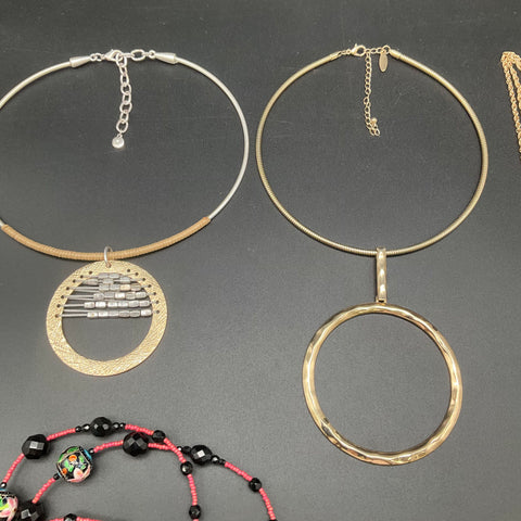 Boho Statement Jewelry Lot 7 Necklaces Chokers Tassels Beaded Gold Silver Tone