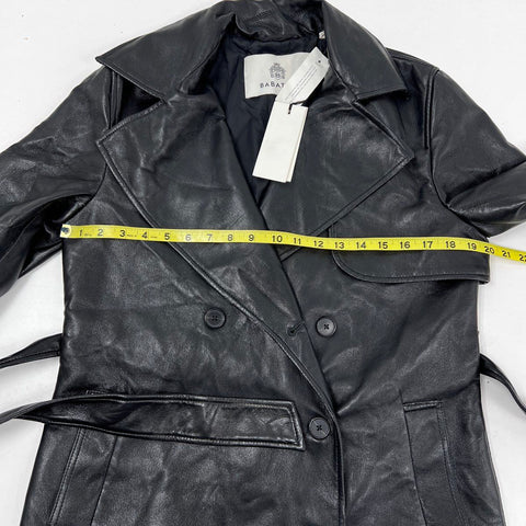 Babaton Women's Black Tabloid Vegan Leather Trench Jacket Sz S NWT