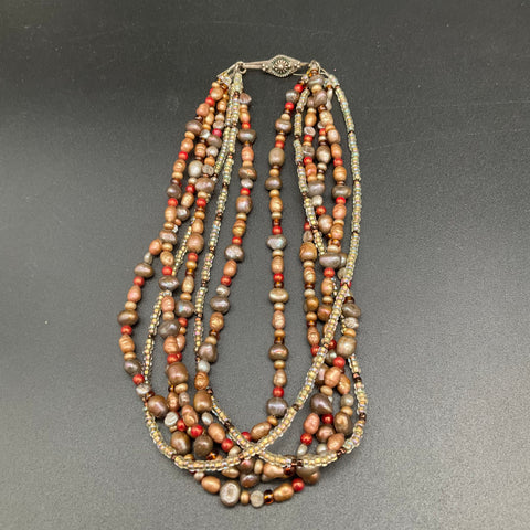 J. Jill RMN Faux & Cultured Pearl Jewelry Lot 7 Champagne Brown Tone Necklaces