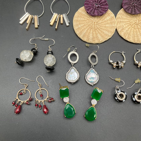 Fashion Costume Jewelry Earring Lot of 21 Pairs Boho Statement Hoops Dangles