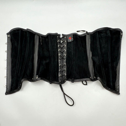 Allure Leather Women's Black Genuine Leather Boned Lace Up Corset Size M