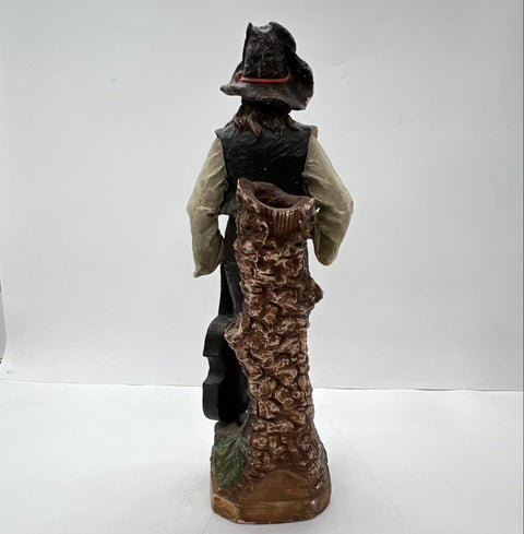 Vintage Statue Musician Man with Cello Chalkware Style Planter 18 Inch