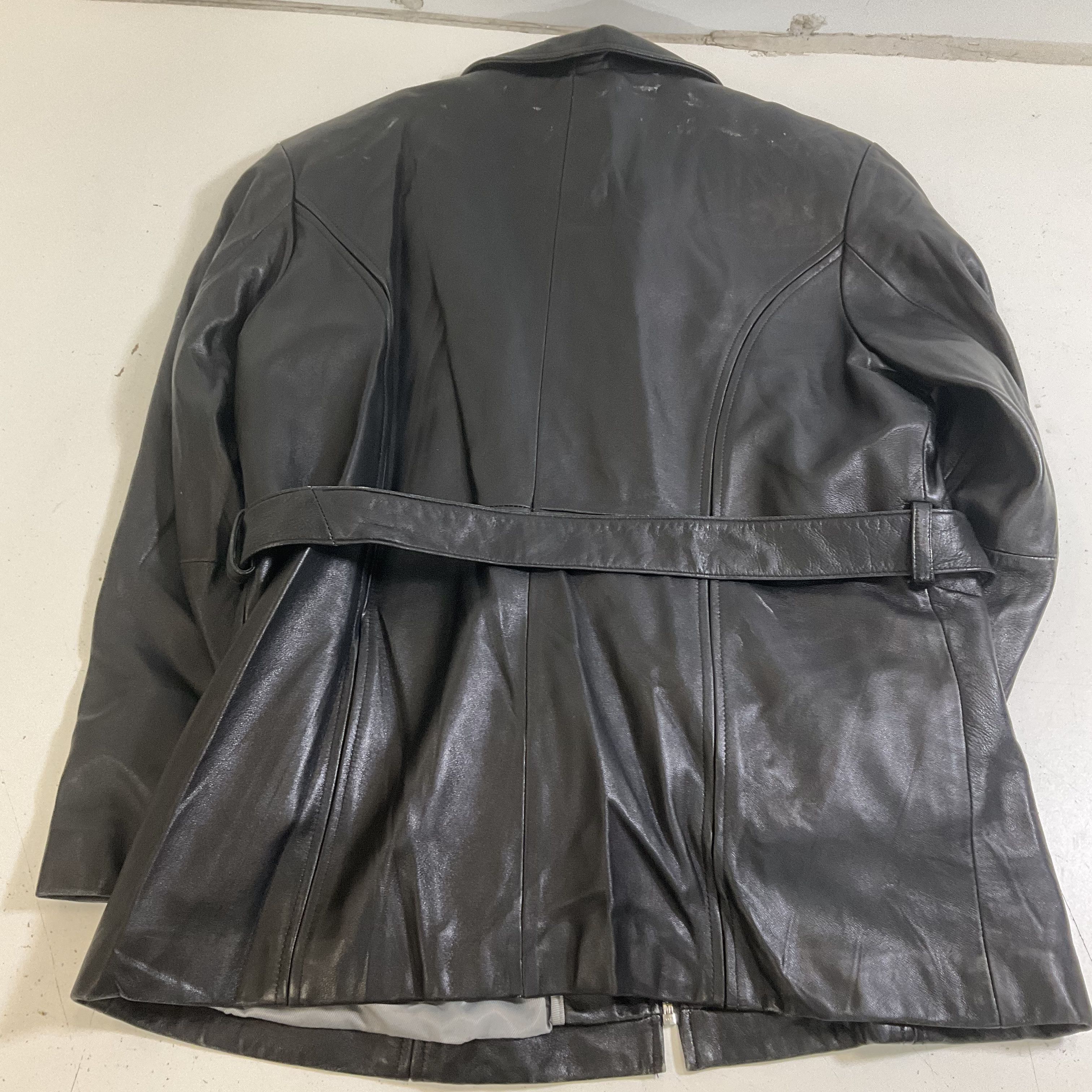 Vintage 90s Y2K Wilsons Pelle Studio Women's Leather Jacket L Belted Moto Black