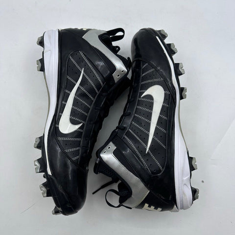 Nike Vapor Power Channel Black White Mid Baseball Cleats Size 15