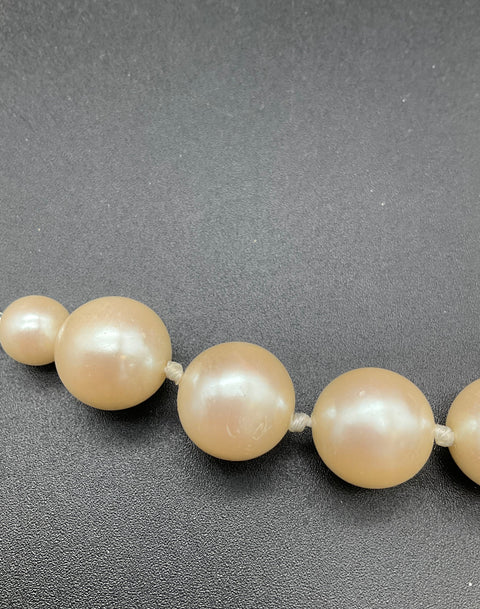 Vintage Carolee Signed Faux Pearl Necklace & Bracelet Set Silver Tone Knotted