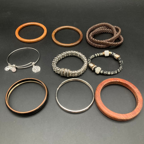 Decree Eclectic Jewelry Lot of 23 Bracelets Bangles Charms Enamel Wood