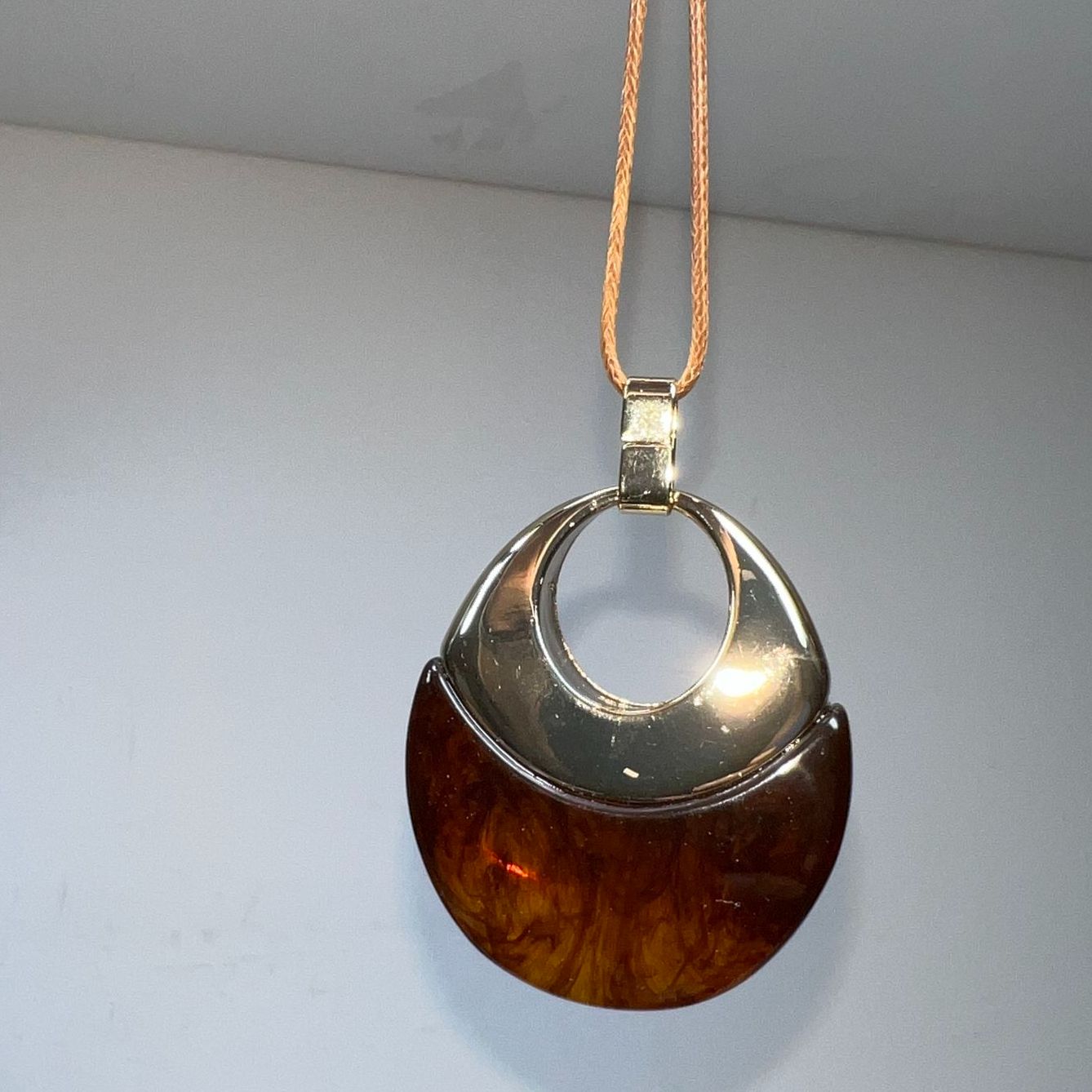 J Jill Modern Nature Brown Pendant Brown Cord Necklace NWoT