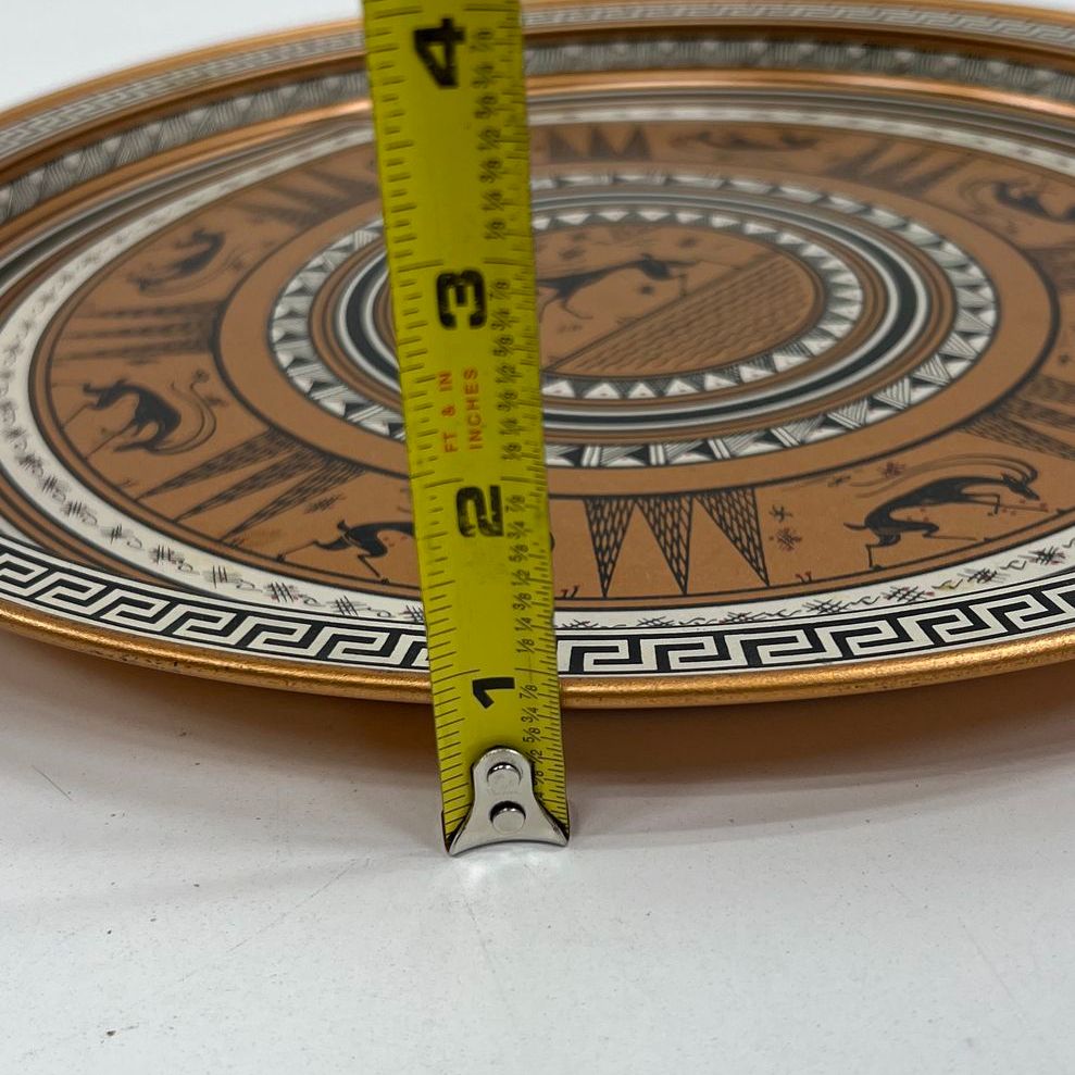 Vintage Fabcraft Grecian Etruscan Tin Serving Tray Lot 2 Greek Key Design