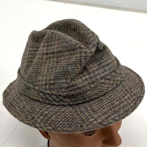 Vintage Churchill Ltd Men's Brown Tweed Plaid Fedora Trilby Hat Size 7 3/8