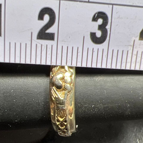 925 Sterling Silver Claddagh Gold Tone Ring Size 8 5.47g
