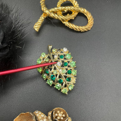 Vintage Brooch Pin Lot of 18 Reed & Barton Damascene Rhinestone Enamel 0.65 lbs